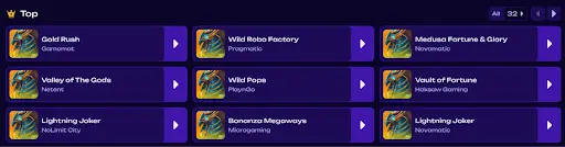 top spiele liste mit beliebten casino slots von bekannten providern